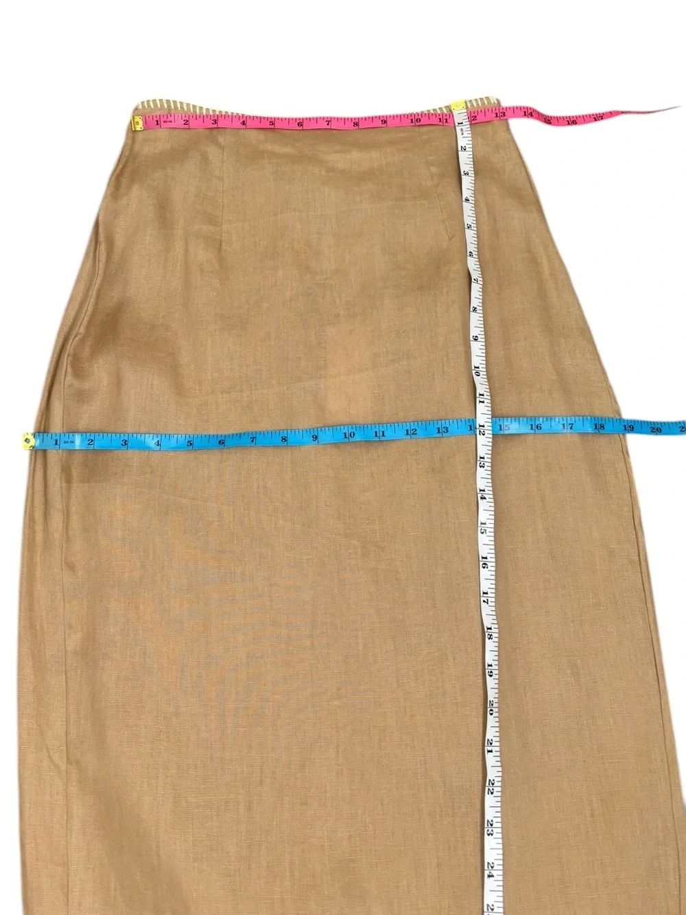 Petal & Pup Odette Linen Maxi Skirt Camel Tan XS NWT 100% Linen Contrast Stitch